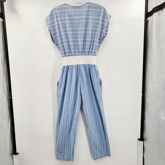 Vintage 80's Joan Walters Blue & White Full Jumpsuit Women's Size 6 Made in USA - Picture 2 of 8